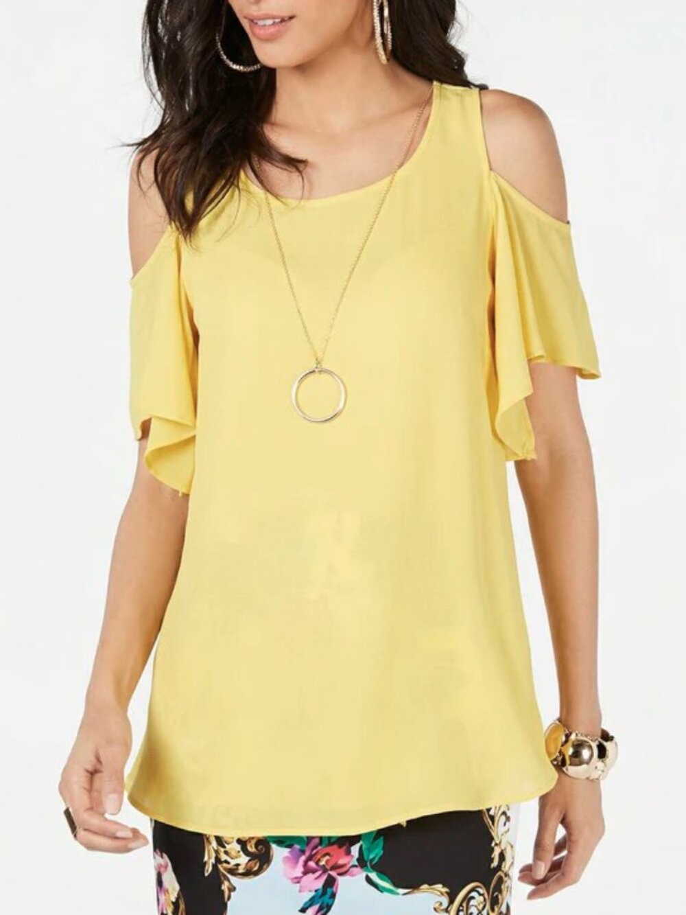 THALIA SODI Cold Shoulder Detachable Necklace Gold NEW